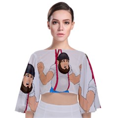 Tie Back Butterfly Sleeve Chiffon Top 