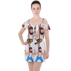 Ruffle Cut Out Chiffon Playsuit 