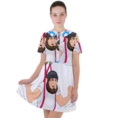 Short Sleeve Shoulder Cut Out Dress  