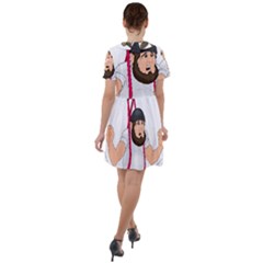 Short Sleeve Shoulder Cut Out Dress  