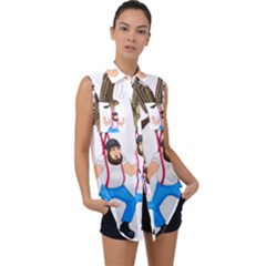 Sleeveless Chiffon Button Shirt 