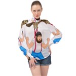 E8epcq3x0achi-l High Neck Long Sleeve Chiffon Top
