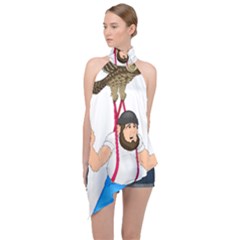 Halter Asymmetric Satin Top 