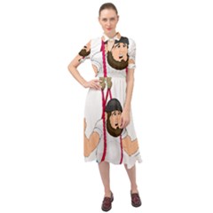 Keyhole Neckline Chiffon Dress 