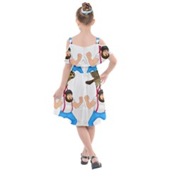 Kids  Cut Out Shoulders Chiffon Dress 
