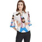 E8epcq3x0achi-l Loose Horn Sleeve Chiffon Blouse