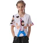 E8epcq3x0achi-l Kids  V-Neck Horn Sleeve Blouse