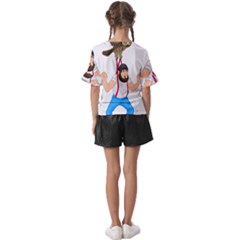 Kids  V-Neck Horn Sleeve Blouse 