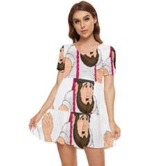 Tiered Short Sleeve Babydoll Dress 