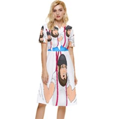 Button Top Knee Length Dress 