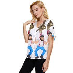 Bow Sleeve Button Up Top 