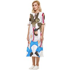 Bow Sleeve Chiffon Midi Dress 