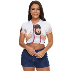 Side Button Cropped T-Shirt 