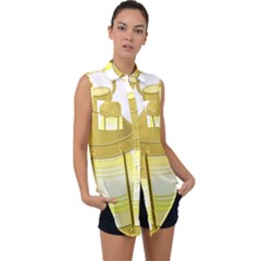 Sleeveless Chiffon Button Shirt 
