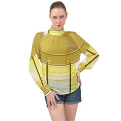 High Neck Long Sleeve Chiffon Top 