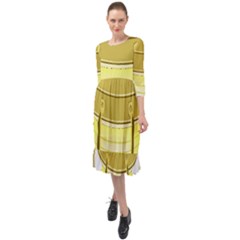 Ruffle End Midi Chiffon Dress 