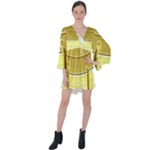 E8kogkcwqam3rmd V-Neck Flare Sleeve Mini Dress