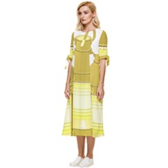 Bow Sleeve Chiffon Midi Dress 