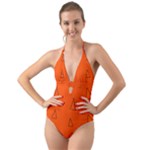 Drawing-1 Sketchpad Halter Cut-Out One Piece Swimsuit