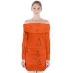 Drawing-1 Sketchpad Long Sleeve Off Shoulder Dress