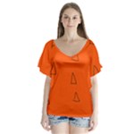 Drawing-1 Sketchpad V-Neck Flutter Sleeve Top