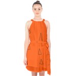 Drawing-1 Sketchpad Halter Collar Waist Tie Chiffon Dress
