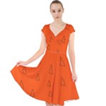 Drawing-1 Sketchpad Cap Sleeve Front Wrap Midi Dress