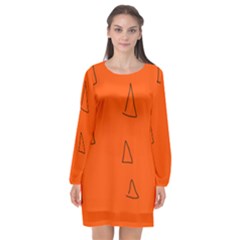 Long Sleeve Chiffon Shift Dress  