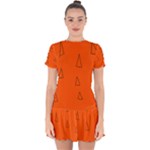 Drawing-1 Sketchpad Drop Hem Mini Chiffon Dress