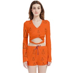 Velvet Wrap Crop Top and Shorts Set 