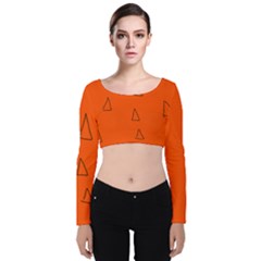 Velvet Long Sleeve Crop Top 