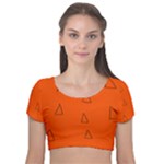Drawing-1 Sketchpad Velvet Short Sleeve Crop Top 