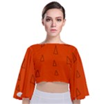 Drawing-1 Sketchpad Tie Back Butterfly Sleeve Chiffon Top