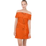 Drawing-1 Sketchpad Off Shoulder Chiffon Dress