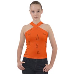 Cross Neck Velour Top 