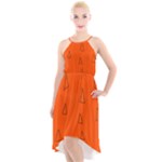 Drawing-1 Sketchpad High-Low Halter Chiffon Dress 