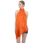 Drawing-1 Sketchpad Halter Asymmetric Satin Top
