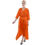 Drawing-1 Sketchpad Quarter Sleeve Wrap Front Maxi Dress