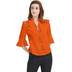 Loose Horn Sleeve Chiffon Blouse 