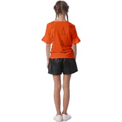 Kids  V-Neck Horn Sleeve Blouse 