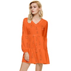 Tiered Long Sleeve Mini Dress 