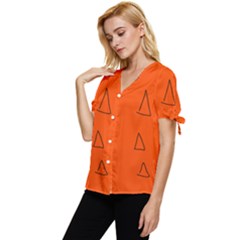 Bow Sleeve Button Up Top 