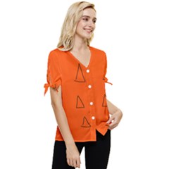 Bow Sleeve Button Up Top 