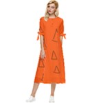 Drawing-1 Sketchpad Bow Sleeve Chiffon Midi Dress
