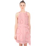 Drawing-2 Sketchpad Halter Collar Waist Tie Chiffon Dress