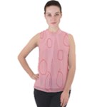 Drawing-2 Sketchpad Mock Neck Chiffon Sleeveless Top