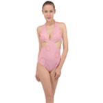 Drawing-2 Sketchpad Halter Front Plunge Swimsuit