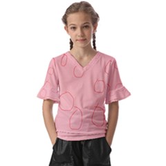 Kids  V-Neck Horn Sleeve Blouse 