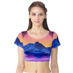 Outrun-vaporwave-hd-wallpaper-preview Short Sleeve Crop Top