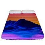 Outrun-vaporwave-hd-wallpaper-preview Fitted Sheet (Queen Size)